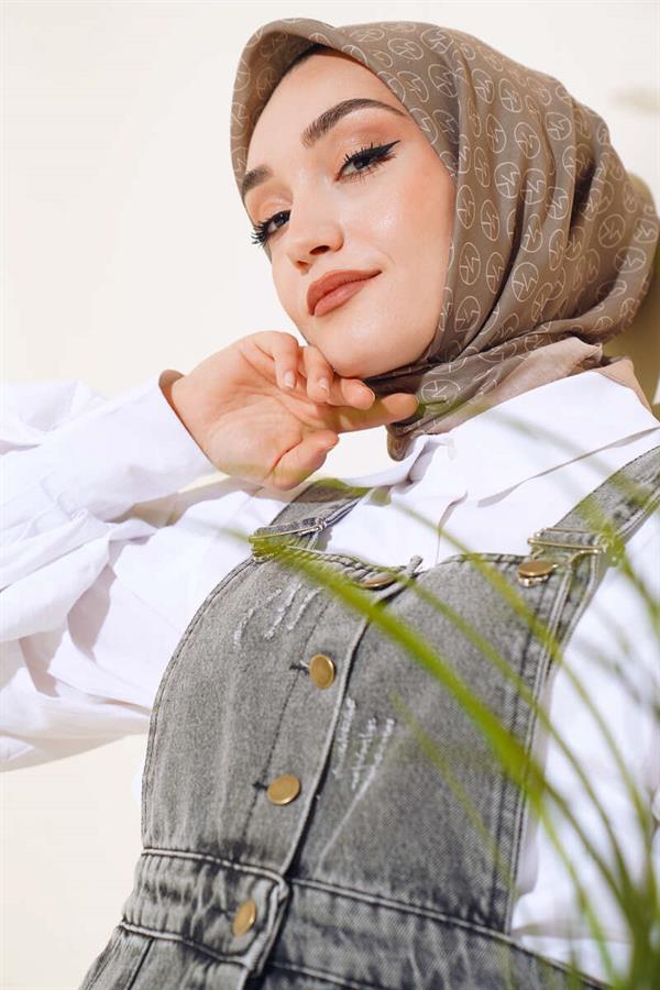 MK Pattern Soft Scarf Almond Green