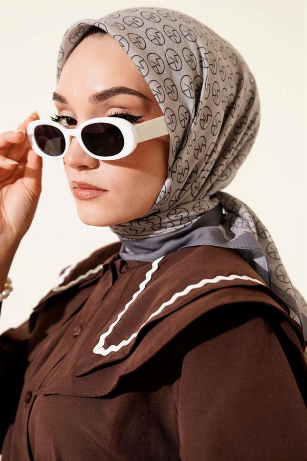MK Pattern Soft Scarf Smoke