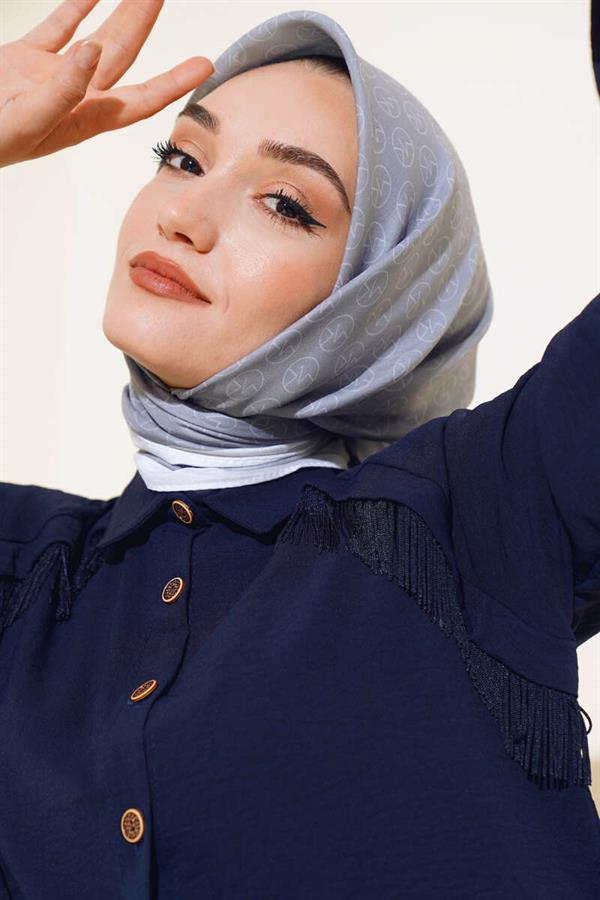 MK Pattern Soft Scarf Gray