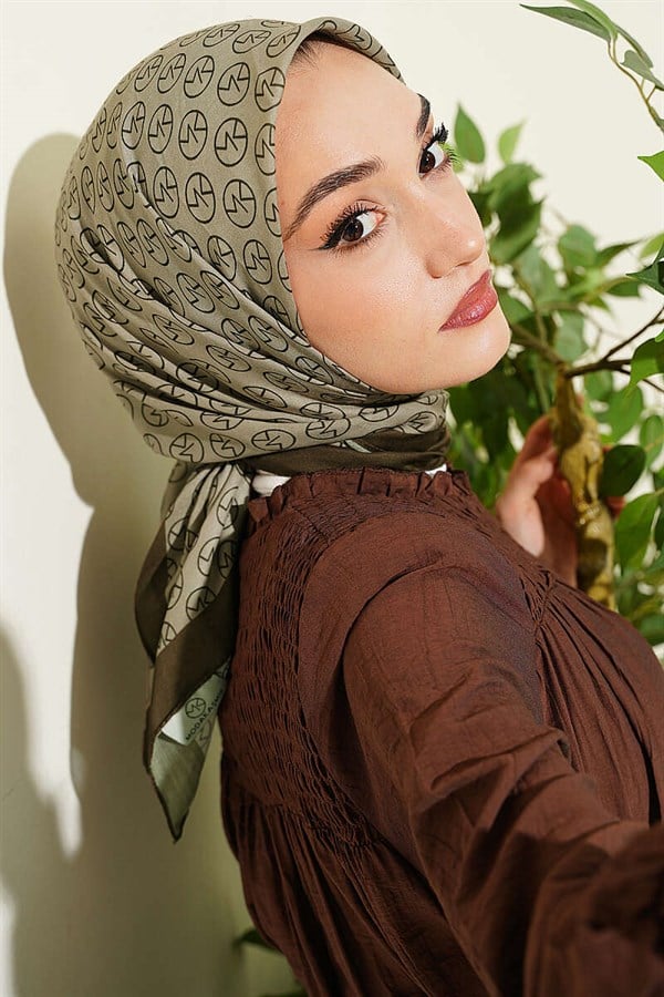 MK Pattern Soft Scarf Camouflage Green