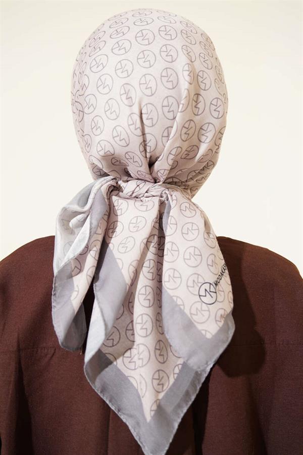 MK Pattern Soft Scarf Slate Gray