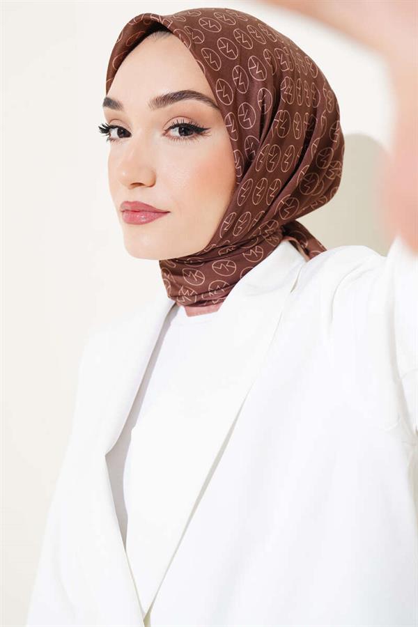 MK Pattern Soft Scarf Chestnut
