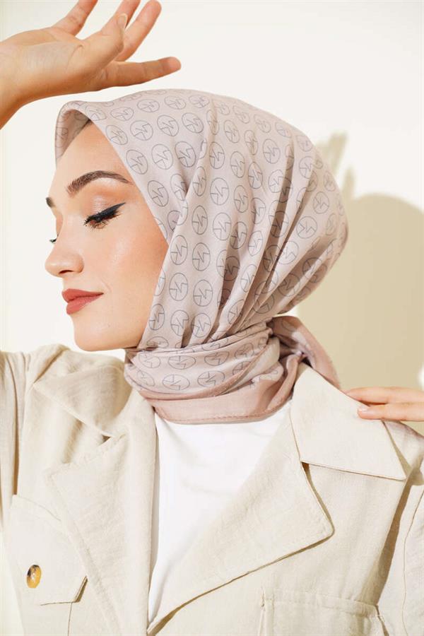 MK Pattern Soft Scarf Sand Beige