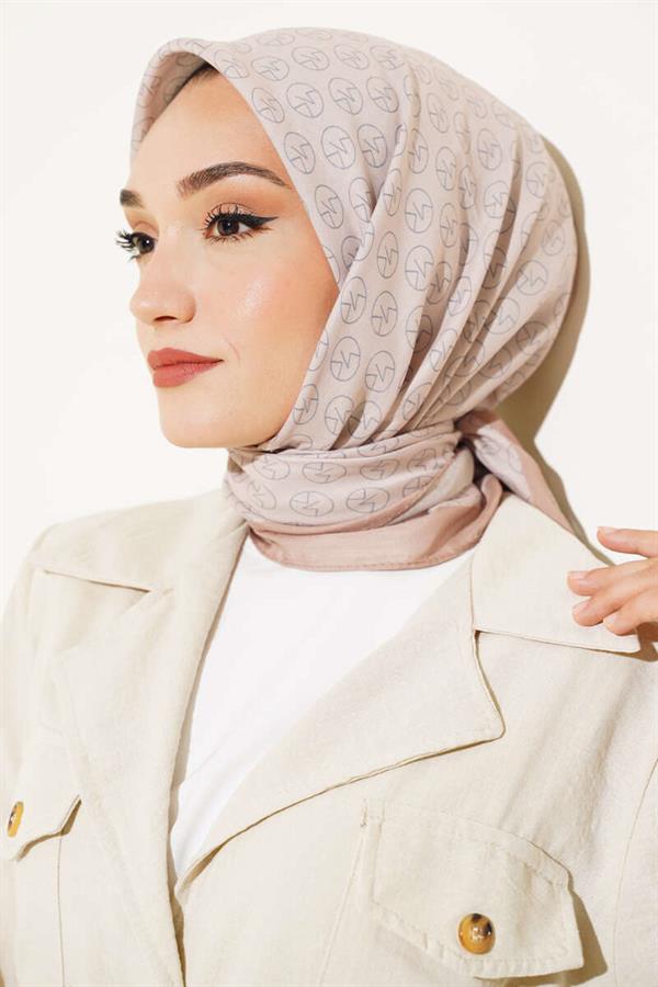 MK Pattern Soft Scarf Sand Beige
