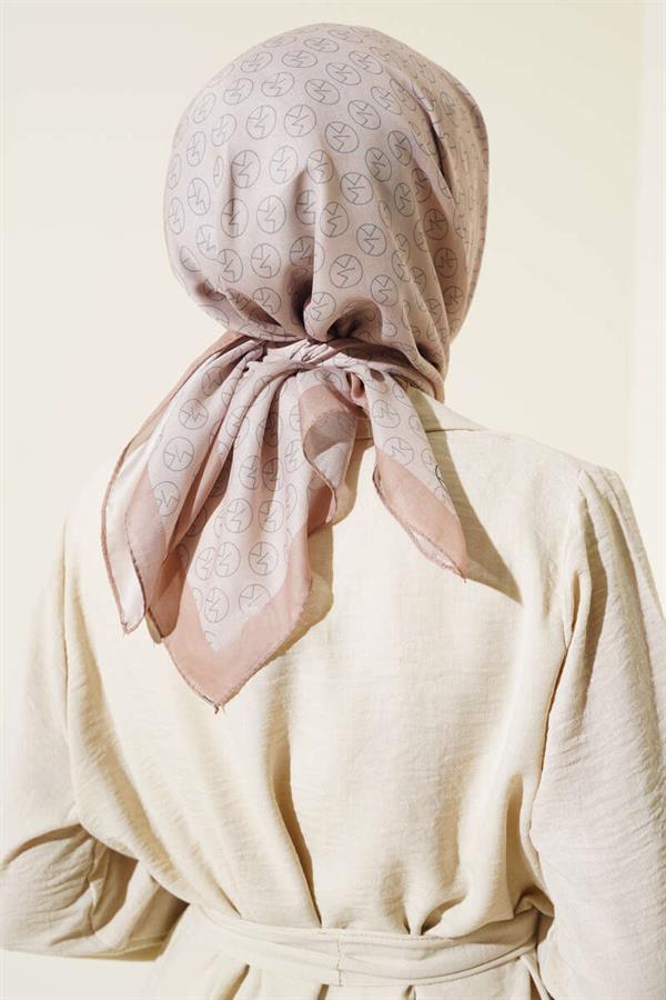 MK Pattern Soft Scarf Sand Beige