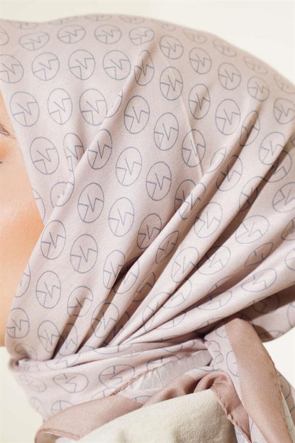 MK Pattern Soft Scarf Sand Beige