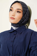 MK Pattern Soft Scarf Navy White
