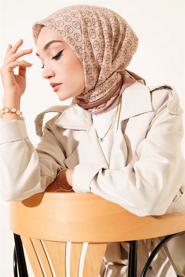 MK Pattern Soft Scarf Latte