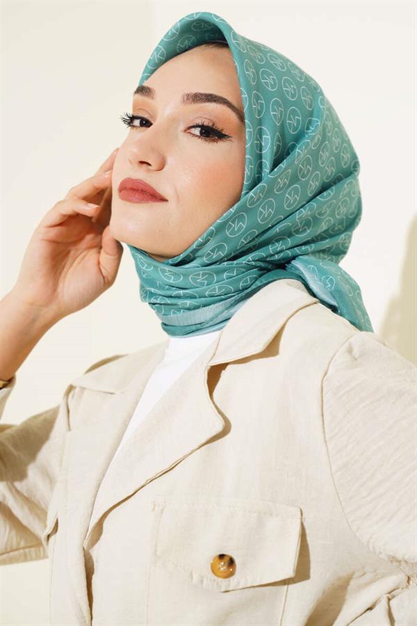 MK Pattern Soft Scarf Mint Green