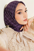 MK Pattern Soft Scarf Plum