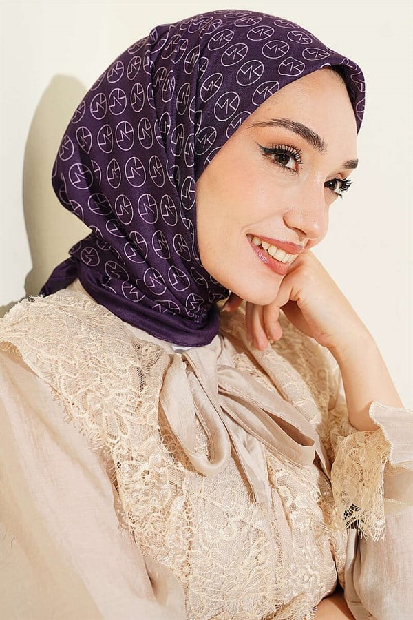 MK Pattern Soft Scarf Plum