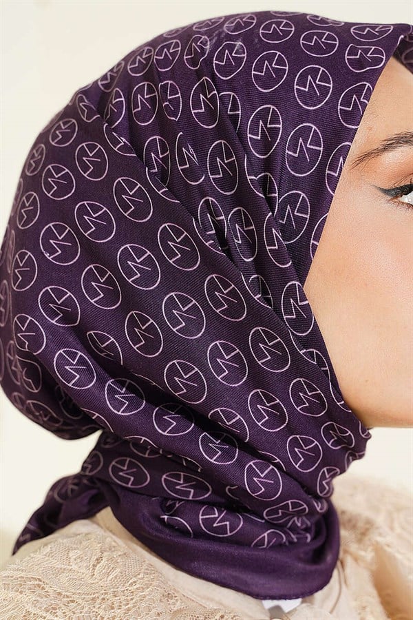 MK Pattern Soft Scarf Plum