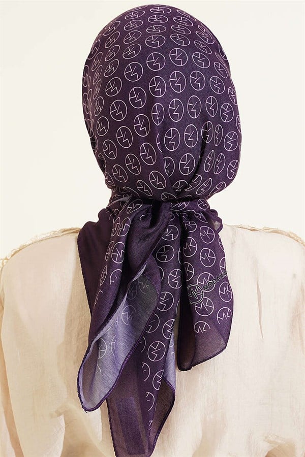 MK Pattern Soft Scarf Plum