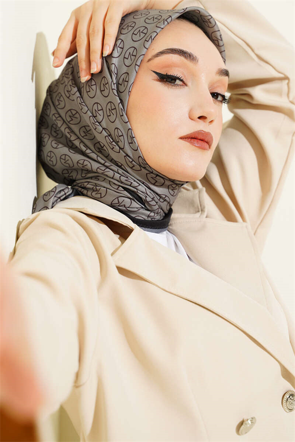 MK Pattern Soft Scarf, Dark Green