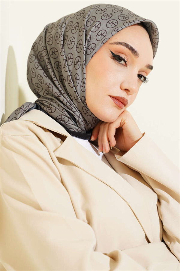 MK Pattern Soft Scarf, Dark Green