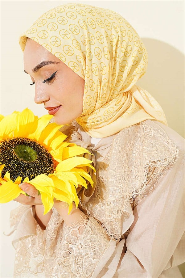 MK Pattern Soft Scarf Yellow
