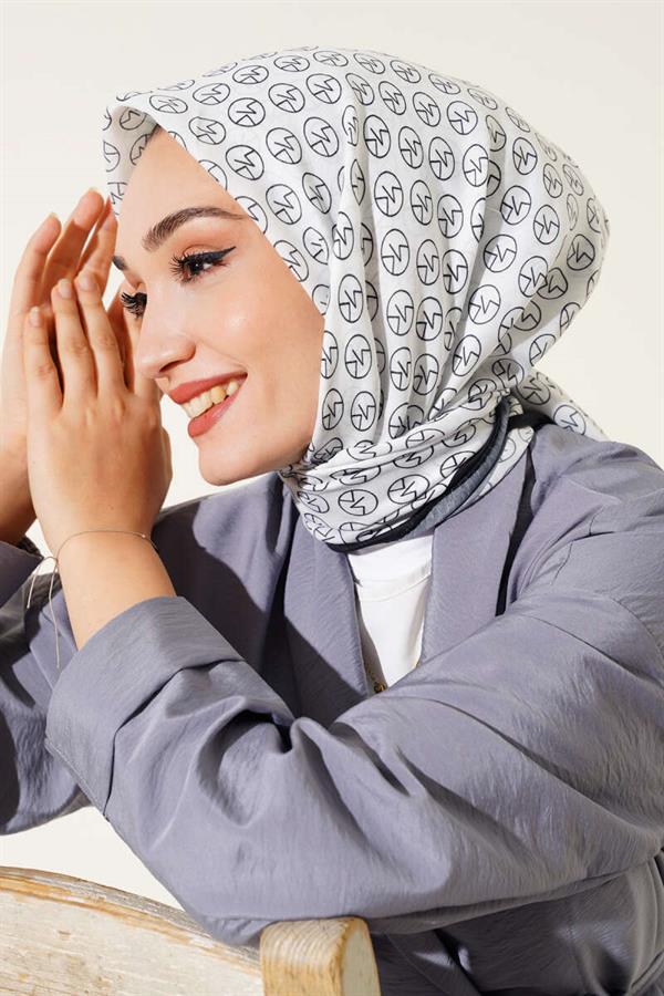 MK Pattern Soft Scarf Black White