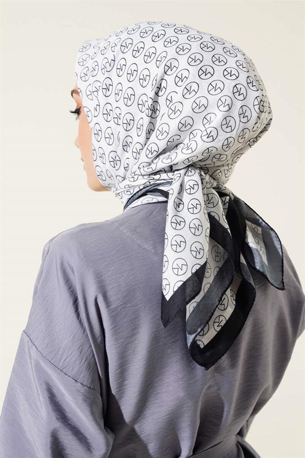 MK Pattern Soft Scarf Black White