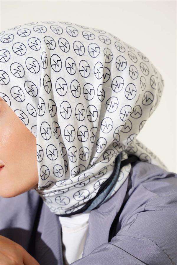 MK Pattern Soft Scarf Black White