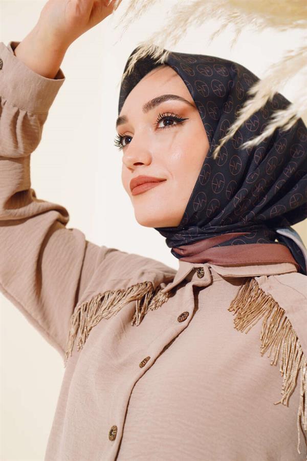 MK Pattern Soft Scarf Black Brown