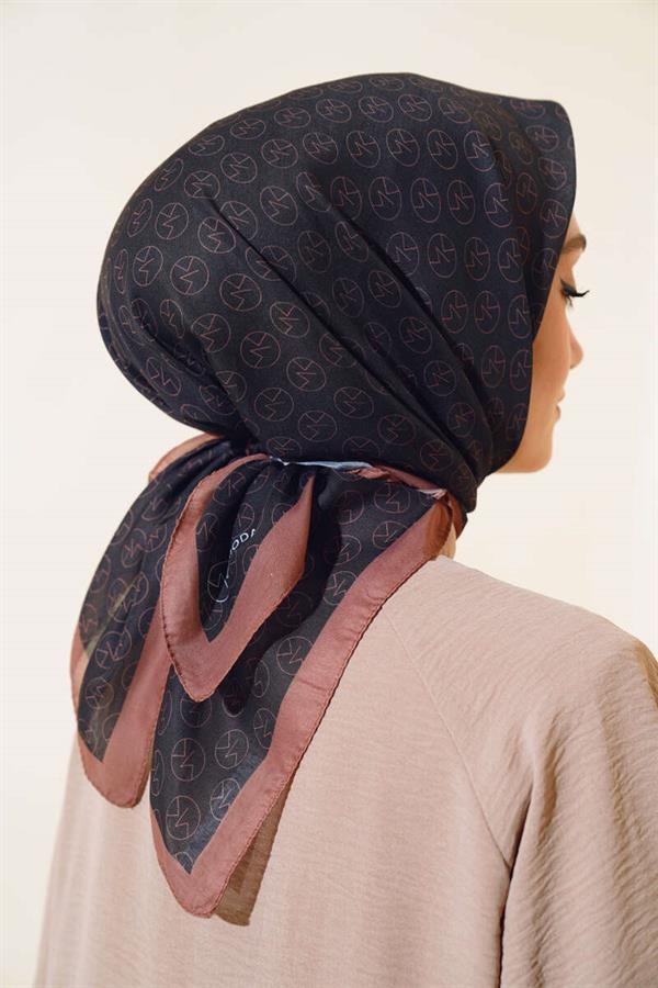 MK Pattern Soft Scarf Black Brown