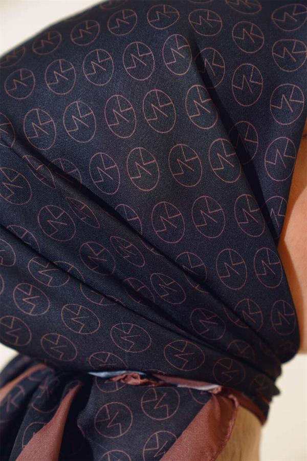 MK Pattern Soft Scarf Black Brown