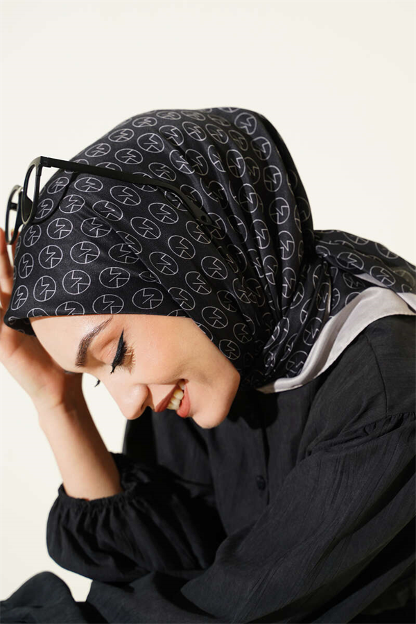 MK Pattern Soft Scarf Black Stone
