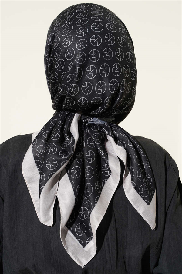 MK Pattern Soft Scarf Black Stone