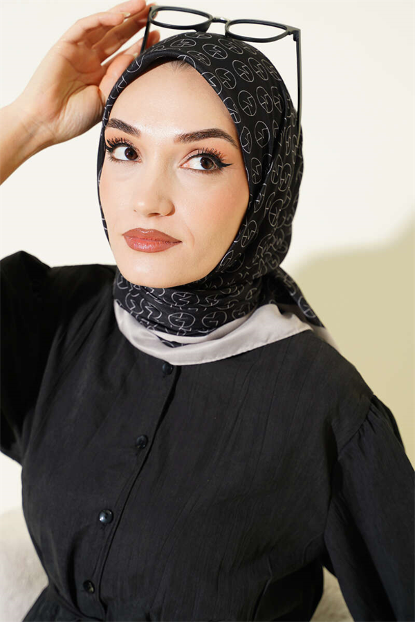 MK Pattern Soft Scarf Black Stone