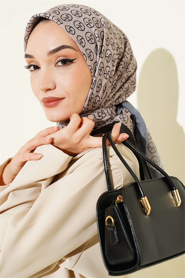 MK Pattern Soft Scarf Black Mink