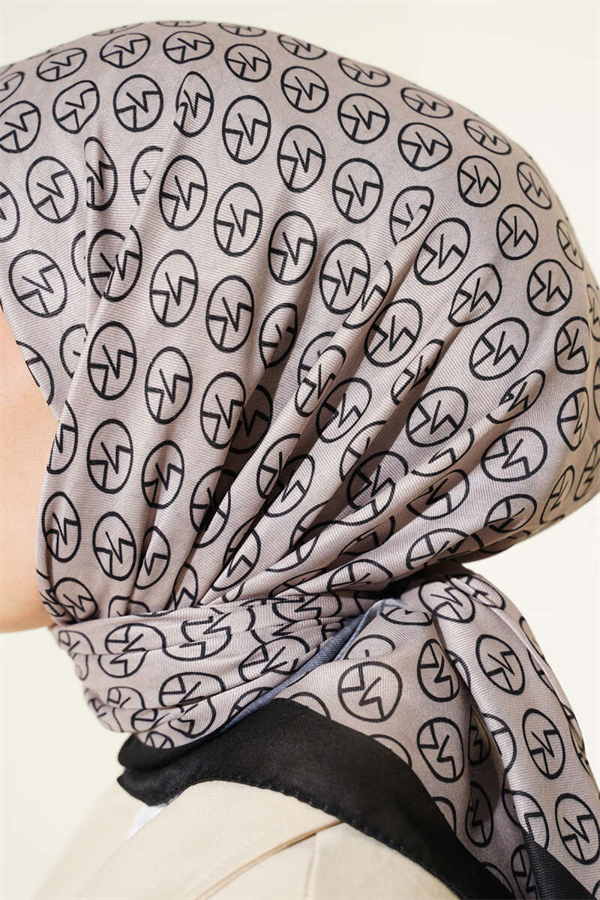 MK Pattern Soft Scarf Black Mink