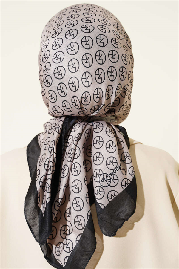 MK Pattern Soft Scarf Black Mink