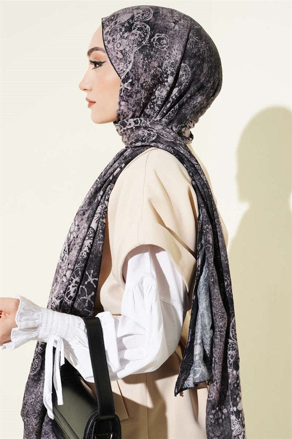 Mandala Pattern Bamboo Crash Scarf Black