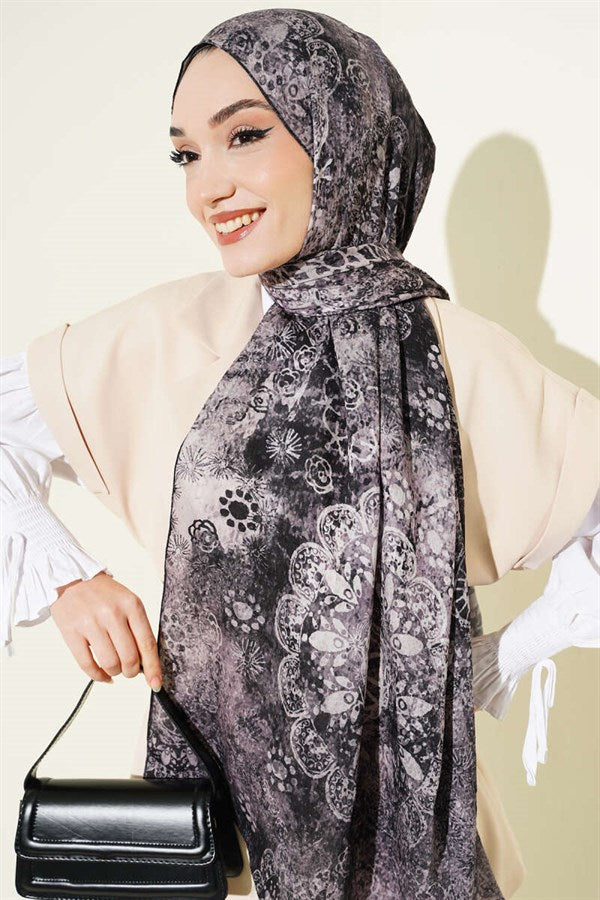 Mandala Pattern Bamboo Crash Scarf Black