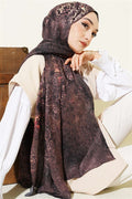 Mandala Pattern Bamboo Crush Shawl Milk Coffee
