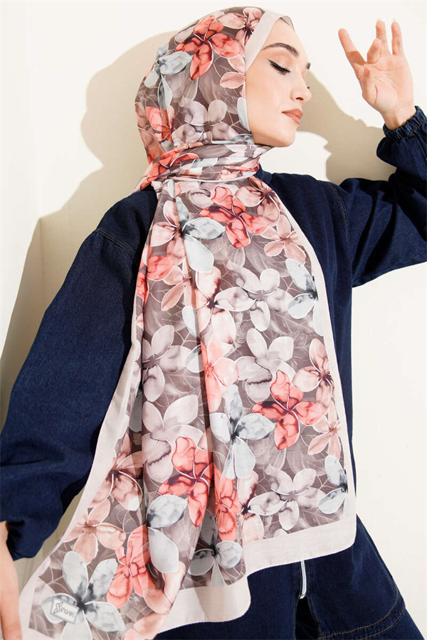 Magnolia Pattern Shawl Beige