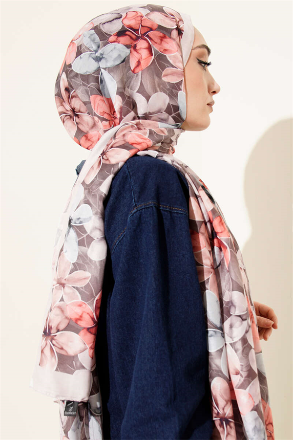 Magnolia Pattern Shawl Beige