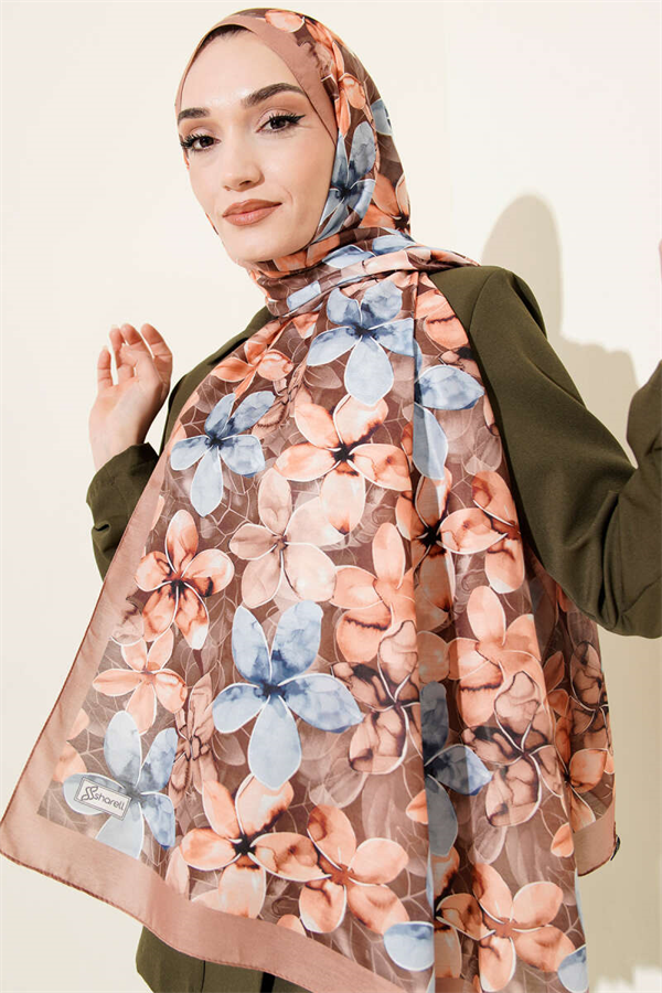 Magnolia Pattern Shawl, Tan
