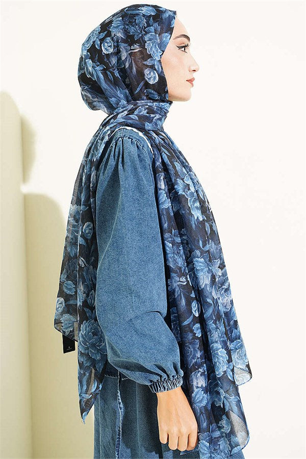 Magnolia Series Soft Scarf Navy Blue