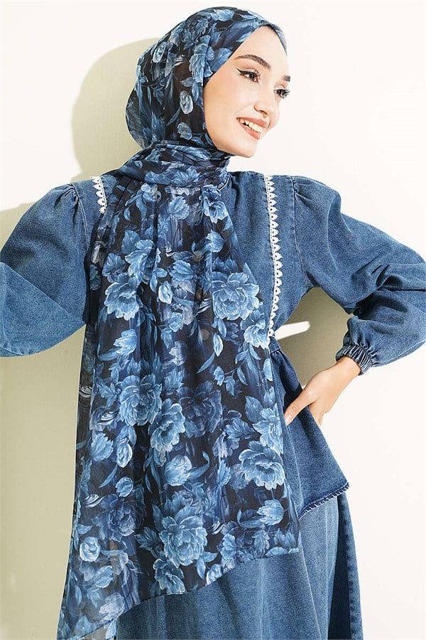 Magnolia Series Soft Scarf Navy Blue