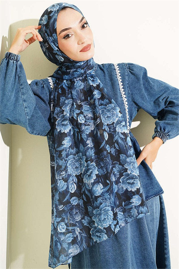 Magnolia Series Soft Scarf Navy Blue