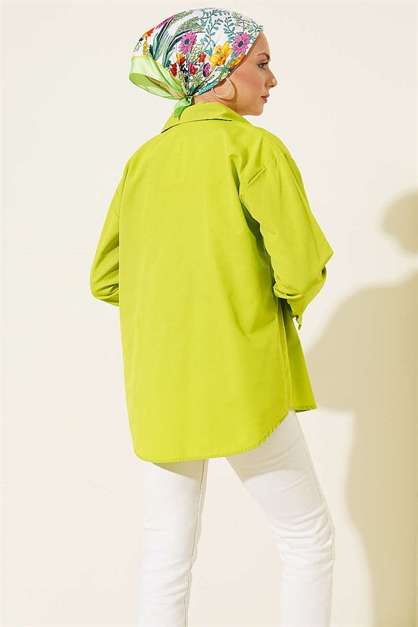 Basic Shirt with Buttoned Cuffs, Pistachio Green