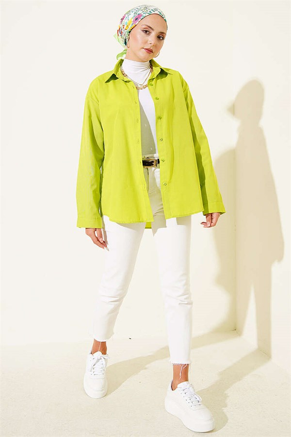 Basic Shirt with Buttoned Cuffs, Pistachio Green