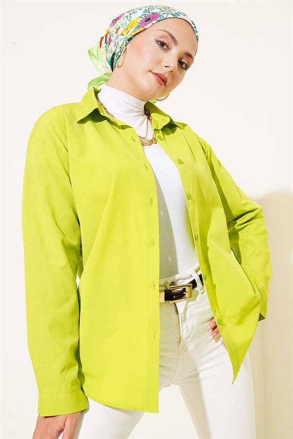 Basic Shirt with Buttoned Cuffs, Pistachio Green