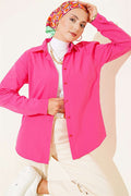 Basic Shirt with Buttoned Cuffs, Fuchsia