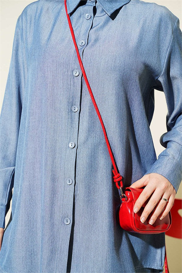 Basic 2 Piece Set with Buttoned Cuffs, Blue
