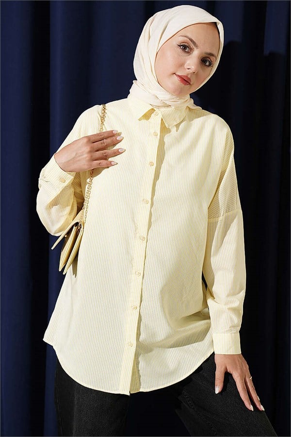 Yellow Striped Shirt with Buttoned Cuffs