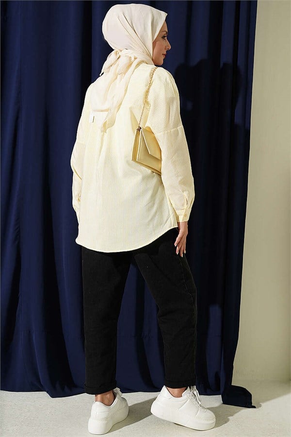 Yellow Striped Shirt with Buttoned Cuffs