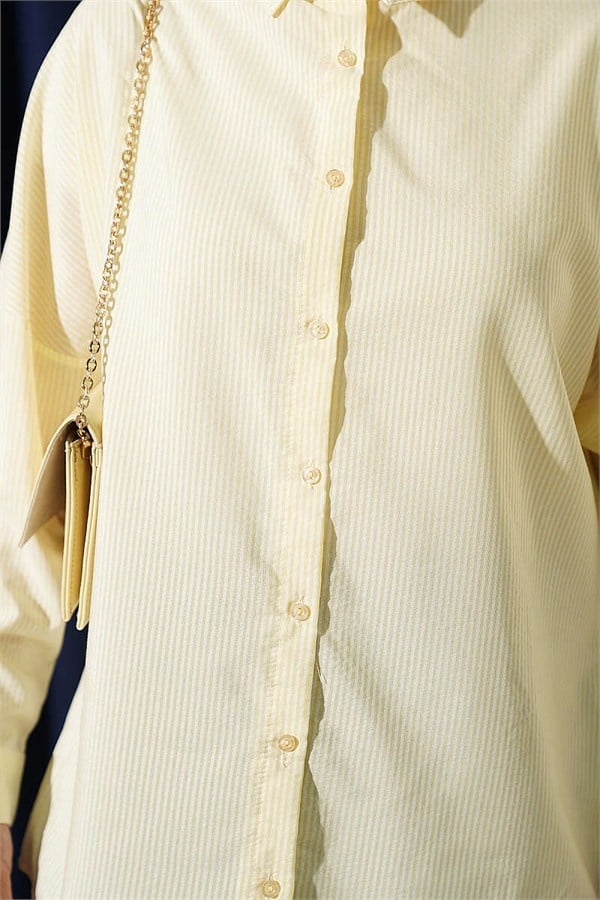 Yellow Striped Shirt with Buttoned Cuffs