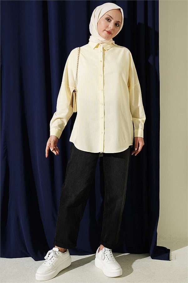 Yellow Striped Shirt with Buttoned Cuffs